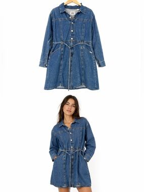Levi’s Denim Shirt Dress XL 100% Cotton Button Front Tie Waist
